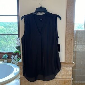 Alfani NWT Henley V-neck silky sleeveless long top hi low hem